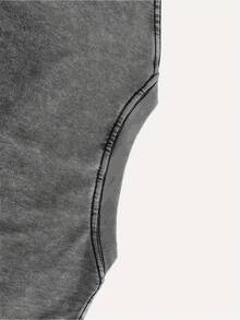 1 pieza de camiseta de mujer con estampado creativo de estilo retro urbano, camiseta de mujer de alta calidad con efecto lavado, top vintage con aspecto desgastado, cuello redondo, holgada, talla grande, manga corta, suave, cómoda y transpirable, ropa de mujer moderna y a la moda, 180g 100% algodón. - Gris - Ver 4