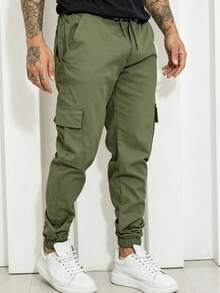 Men's Casual Military Tactical Pants - Multiple Pockets For Work And Sport - 獵人綠 - 查看 2