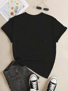 1 Piece (T-Shirt), Valentine's Day Gift T-Shirt For Nurses - Casual Black Nurse Thank You T-Shirt, Red And White Heart Design, Plus Size, Machine Washable, Suitable For Spring, Summer And Autumn, Nurse T-Shirt. - 黑色 - 查看 2