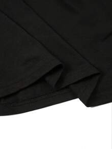 Women's Short-Sleeved T-Shirt With A Round Neck And Fun Print, Lightweight And Luxurious Style, Simple, For Parties And Holidays, Animal And Letter Print, Breathable, Vintage, Casual, Elegant Style, Cartoon Letters, Perfect Choice, Round Neck T-Shirt, Versatile Top, Everyday Comfort. - 黑色 - 查看 4