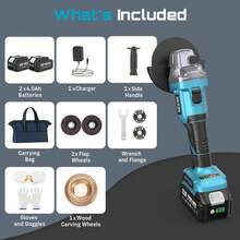 SEESII Cordless Angle Grinder Kit With 2x4.0Ah Batteries, 10000RPM Brushless Electric Metal Grinder W/ 4-1/ 2" Grinding Wheel, Flap Wheel, And Wool Carving Wheel For Precision Grinding - Variant - View 7