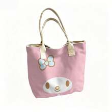 Miniso Sanrio My Melody 简约帆布手提包，粉色单肩包，日常使用 - 粉色 - 查看 4