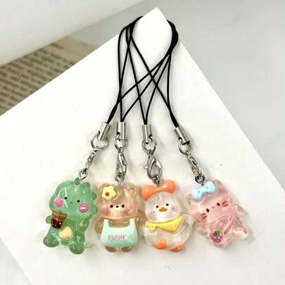 1 pieza Accesorio de teléfono móvil con diseño de animal lindo y colorido, accesorio universal para smartphone, decoración adorable de nicho, colgante de curación minimalista, adecuado para llavero, decoración de bolso