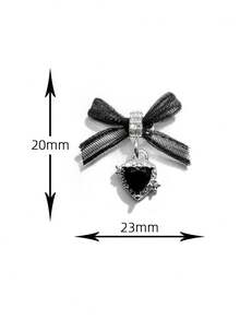 10PCS Gothic Cute Dual-Style Nail Charms, Black Red Purple Bow Heart Rhinestone Nail Pendants For Manicure - 彩色 - 查看 6