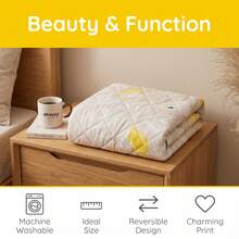 [1pc Lightweight Floral Bohemian Style Ultrasonic Quilted Thin Blanket, Suitable For Summer, Skin-Friendly & Breathable, Versatile Design For Pets, RVs, Travel, Camping, Sofa, Office Chair, Bedroom, Easy Care Machine Washable, Great Summer Gift] - Love - View 1