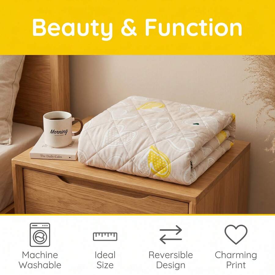 [1pc Lightweight Floral Bohemian Style Ultrasonic Quilted Thin Blanket, Suitable For Summer, Skin-Friendly & Breathable, Versatile Design For Pets, RVs, Travel, Camping, Sofa, Office Chair, Bedroom, Easy Care Machine Washable, Great Summer Gift] - Love - View 1