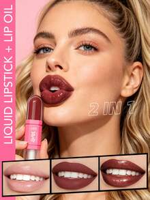 USHAS 2-In-1 Lip Oil + Liquid Lipstick, Long-Lasting Matte Lip Gloss With Glossy Finish, Non-Sticky And Non-Transferring, Moisturizing Lip Tint, 12 Colors From Nude To Deep Shades, Suitable For Daily And Party Makeup - #04 Ruby Rush - View 4