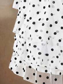 Women's Sexy Polka Dot Print Tie-Neck Tankini Swimsuit With Open Back, Suitable For The Beach And Vacation - 黑白 - 查看 3