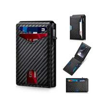 Men's Business Matching Blocking Wallet, Simple Plain Multi Card Slots Wallet, Minimalist Card Holder Wallet For Men, Trifold Card Holder - Black - View 1