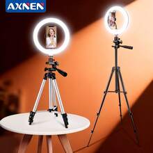 AXNEN 12-Inch LED Ring Light With Adjustable Tripod And Phone Holder - Professional Lighting Kit For Photography & Live Streaming, 3 Light Modes, Lightweight Aluminum Alloy - Black - View 2