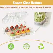 Tituouou 20 Pack Plastic Cupcake Containers,Disposable Cupcake Boxes 12 Count With 240 Cupcake Liners,Cupcake Holders With Tall Dome Lid,Cupcake Carriers Suit For For Baking, Parties, Wedding,Gifting - White - View 4