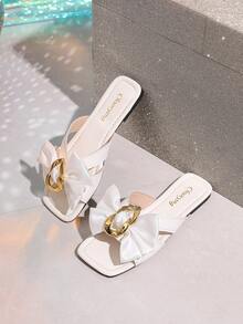 Summer New Slip-On-On Comfortable Vacation Beach Flat Shoes, Fashion Thick Bottom Sandals, Versatile Chic Women Shoes - White - View 3
