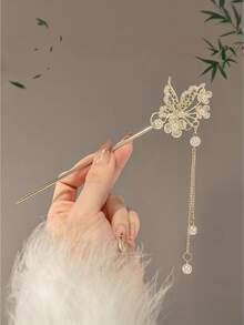 復古花卉流蘇髮夾，優雅漢服百搭髮飾，旗袍髮簪，髮飾，髮針 - 彩色 - 查看 8