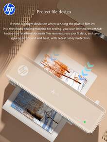 Laminadora térmica HP, laminadora A4 de 9 pulgadas con 3 ajustes de temperatura, calentamiento rápido en 5 minutos, grosor máximo de 0.5 mm para fotos, documentos y tarjetas, diseño compacto para uso personal en el hogar y la oficina - LW0404 Té con leche - Ver 8