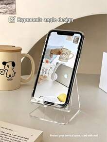 1-2pcs Transparent Acrylic Phone Stand, Thickened Desktop Holder, Universal Portable Display Rack, Suitable For Smartphones And Small Tablets - Transparent Bracket - View 7