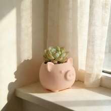 1PC 3D Printed Mini Pink Pig Flower Pot With Drainage Hole, Cute Animal Shaped Planter, Perfect For Succulent Planting. Great As An Easter Gift And Home Decoration For Desktop And Balcony - A - View 5