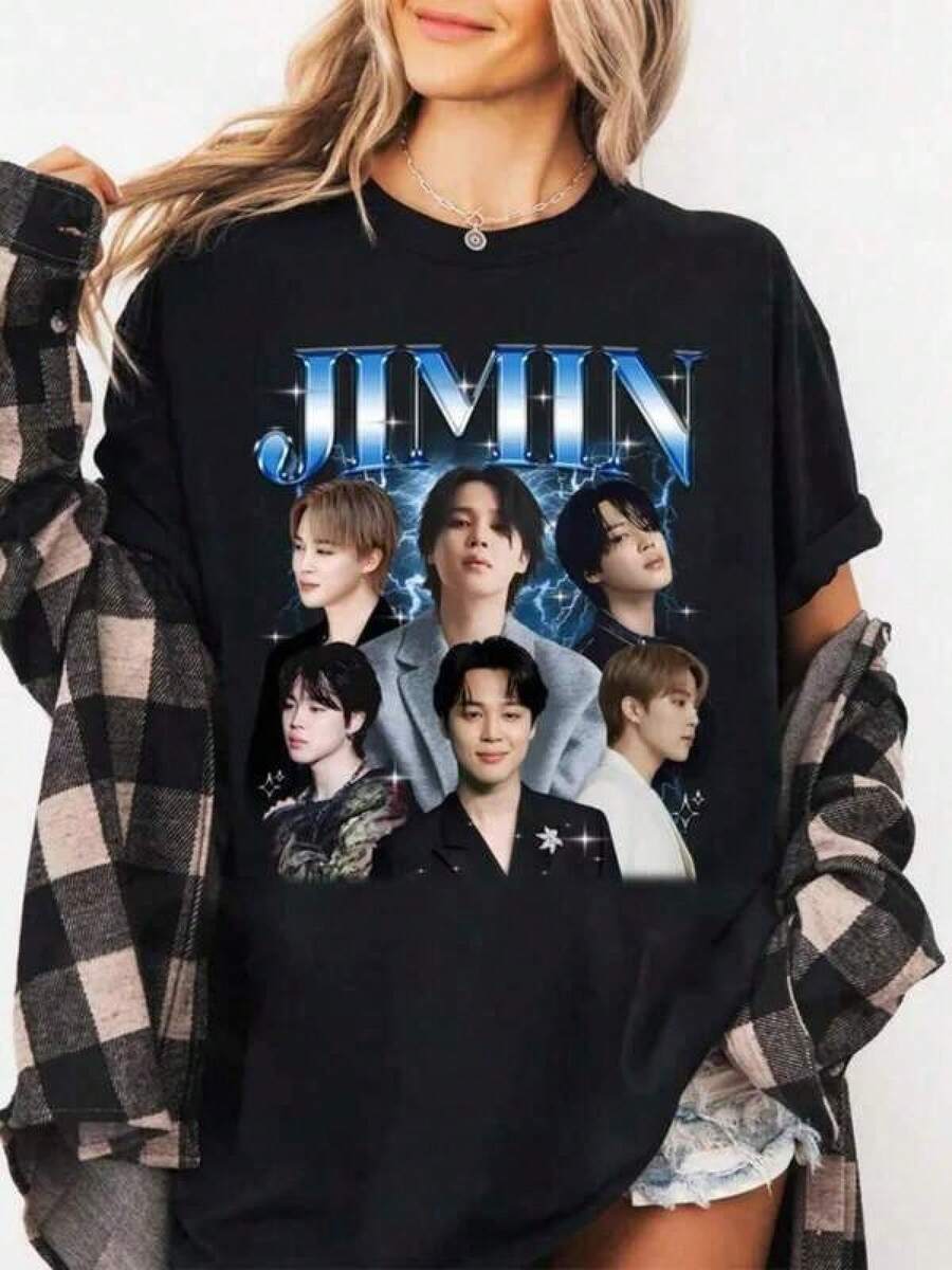 Jimin Shirt, Come Back Shirt World 2026 Concert K-Idol Fan Tee (2)blusas para mujer,blusas casuales para dama,tops,, mujer premium,y2k, 5UY1 - Negro - Ver 1