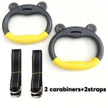 1 Set Adjustable Bear-Shaped Gymnastics Training Rings, Indoor/Outdoor Swing Hanging Rings, Multi-Function Fitness Training Rings With Non-Slip Grip, Children's Playground Exercise Rings - Multicolor - View 8