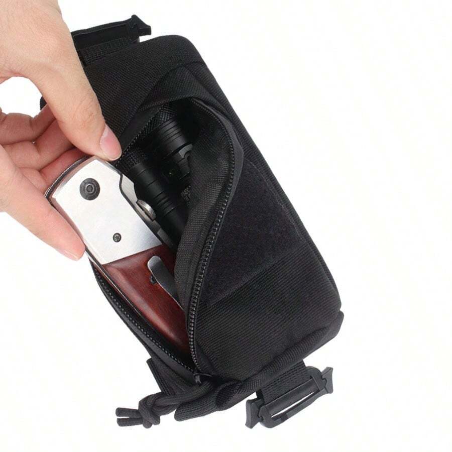 戰術 Molle 收納袋 戶外肩帶掛包 背包掛袋 精巧 EDC 鑰匙卡片錢包 現金硬幣口袋 工具收納袋 戶外用品 - 黑色 - 查看 1