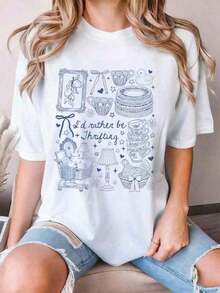 Ropa Curvy En Oferta Y  Playera Minimalista Moderna2026 Summer ClothesArtsadd I'D Rather Be Thrifting Shirt, Gift For Antique Lover, Thrift Aesthetic Graphic Tee, Love Shopping Fit, Bique Gifts Unisex Oversize Spring And Summer Casual Crew Neck Cotton T- Shirt, Super Soft, Summer Breathable Tee- Perfect Easter , Regalo Del DíA De San ValentíN, DíA De La Madre Para Mamá, Pareja, Familia Y Amigos. Ropa Holgada Y CóModa De Verano Para Mujer. Tops Para Mujer. Camisetas Para Mujer Y2K - Blanco - Ver 1