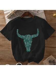 Women's Rodeo Sweatshirt – Western Style Long Horn Shirt For Fashionable Country Girls - Black - View 1