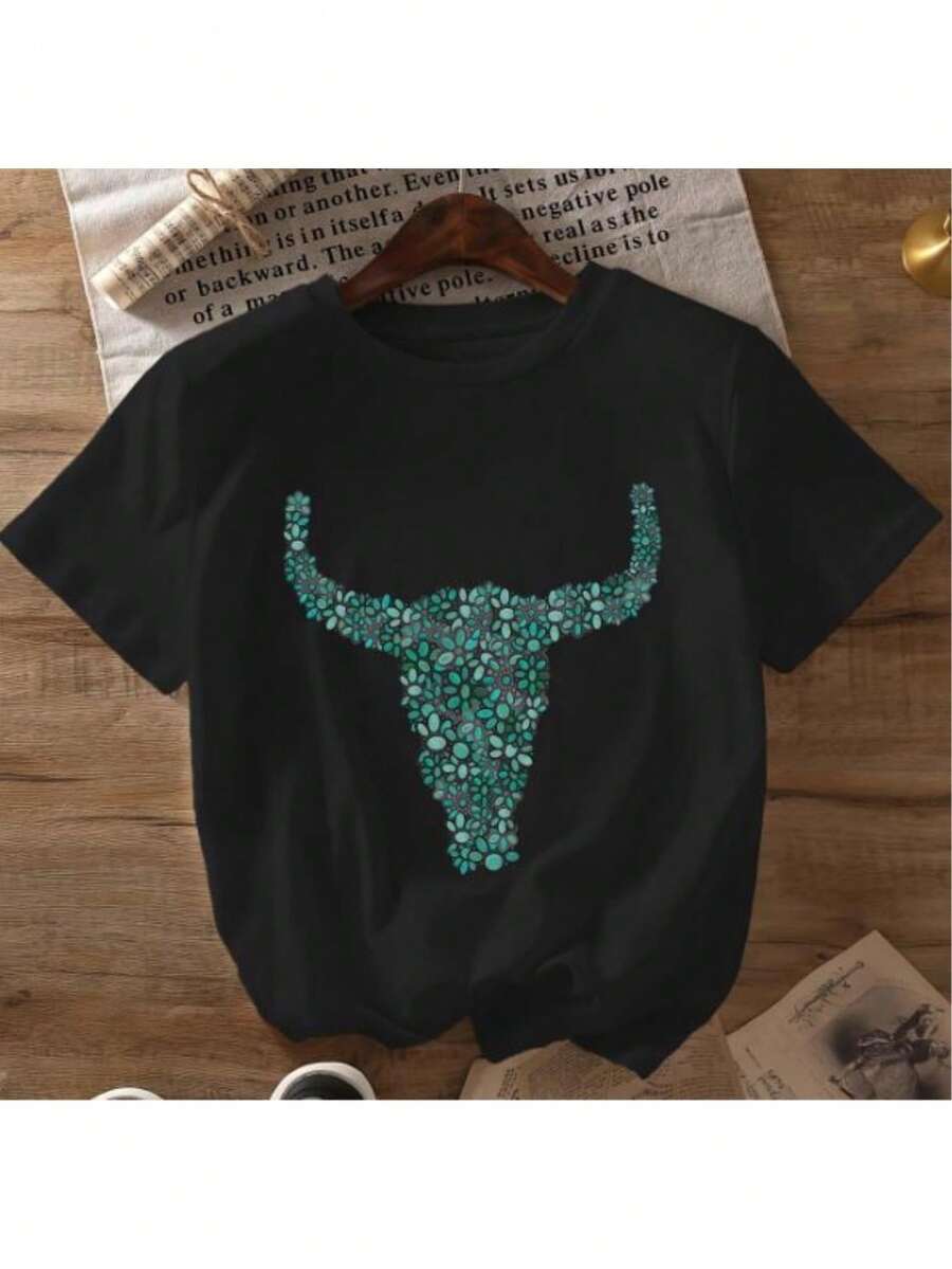 Women's Rodeo Sweatshirt – Western Style Long Horn Shirt For Fashionable Country Girls - Black - View 1