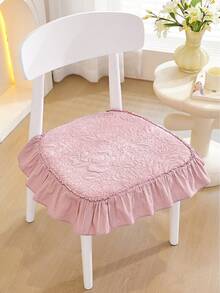 1 pieza Cojín acolchado para silla con falda, estilo, adecuado para todas las estaciones, suave y transpirable, antideslizante, lavable a máquina, uso diario, 17.7in/45cm*17.7in/45cm - en forma de D - Ver 13