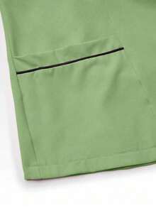 Conjunto de uniformes médicos: Parte superior de cuello en V de manga corta y pantalones para trabajadores de la salud - Verde - Ver 6