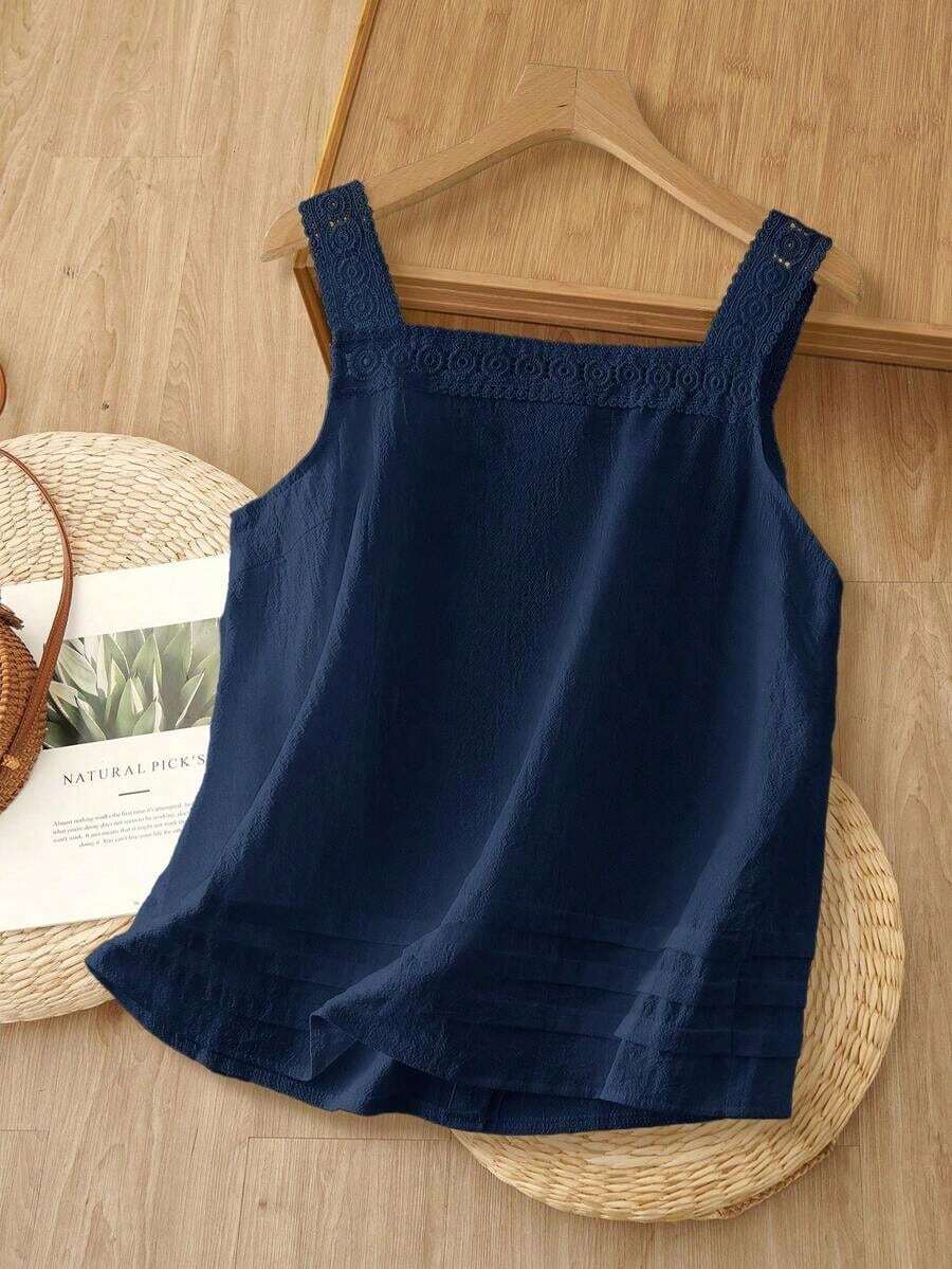 Camiseta de tirantes para mujer, estilo de moda minimalista, adecuada para el verano - Azul marino - Ver 1