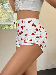 Mallas cortas de esqueleto de Halloween con pliegues - Rojo y blanco - Ver 6
