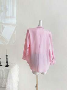 Blusa de mujer de manga larga con hombros caídos y rayas, Blusas de manga larga - Rosa - Ver 2
