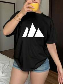 New Short-Sleeved, Crew-Neck Sports T-Shirt In Solid Colors For All Seasons, With A Casual, Fitted Style That's Easy To Mix And Match. A Stylish And Modern Garment With Pleats, Ideal For Everyday Wear And Outdoor Activities, Suitable For All Seasons. - 黑色 - 查看 1