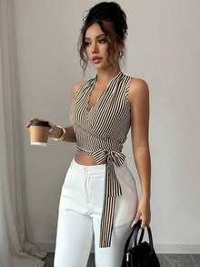 Chaleco de verano casual y elegante tejido para damas - Negro - Ver 3