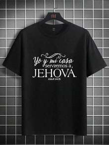 Camiseta de manga corta de moda primavera-verano 2026, fabricada en México. Estampado con diseños de dibujos animados, estilo para parejas, adecuado para uso en interiores y exteriores. Paquete de una sola pieza, cuello redondo clásico, diseño unisex, ideal para ocasiones de oficina y casuales. - Negro - Ver 1