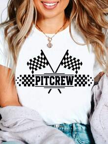 1 Printed T-Shirt For Repair Station Staff, Racing Party T-Shirt, Repair Station Staff Group T-Shirt, Family Racing T-Shirt, Race Day T-Shirt, 180g 100% Cotton. - 白色 - 查看 12