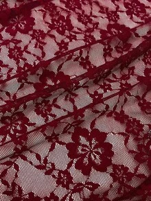 Blusa de mujer con cuello en V de encaje y ribete de encaje en contraste - Burdeos - Ver 3