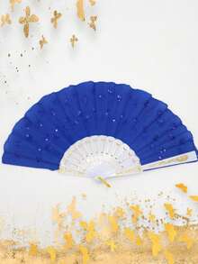 1/3/12 piezas D EXCEED Abanico de mano para fiesta de baile, abanico español para mujer, plegable con lentejuelas, para fiesta, boda, iglesia, festivales de música y carnaval - multicolor - Ver 20
