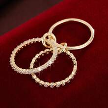 1pc Minimalist Dotted Triple-Ring Design Cubic Zirconia Inlaid Women's Ring - Multicolor - View 7