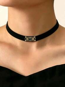 1 Set Luxury Retro Velvet Choker Necklace, Fashionable & Elegant Neck Accessory Suitable For Women's Daily Wear, Party, Outing, Dating - Neck Collar - View 5