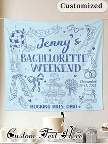Customized Personalized Bridesmaid Party Backdrop, Printable Name And Date Tapestry, Customizable Pink Party Banner Suitable For Wedding Party And Bridesmaid Party - Multicolor - View 5