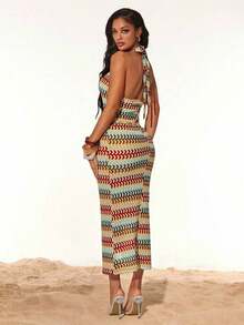 YHHSHEIN  Vestido casual básico de punto con rayas de colores y textura, para vacaciones en la playa en veranoYHH - Multicolor 2 - Ver 2