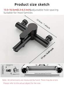 1Pc Wall Mounted Concealed Shower Faucet, Brushed/Black Stainless Steel Hot Cold Water Mixer Tap With Triple Connection Valve For Bathroom Bathtub - Multicolor - View 3