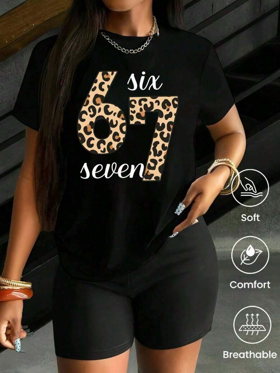 Camiseta de cuello redondo y mangas cortas de ropa fashion, fabricada en México, para la temporada primavera-verano 2025. Con estampado de dibujos animados, es un modelo de pareja, apta para usar tanto por dentro como por fuera, ideal para oficina y estilo casual, diseñada para hombres y mujeres, en unidad individual. - Negro - Ver 1