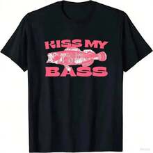 Camiseta de Pesca Estilo Vintage Kiss My Bass, Camiseta con Diseño Gráfico de Pescador, Diseño Rosa, Edición Limitada, Ropa para Hombre, Regalo de Cumpleaños y Navidad - Negro 2 - Ver 4