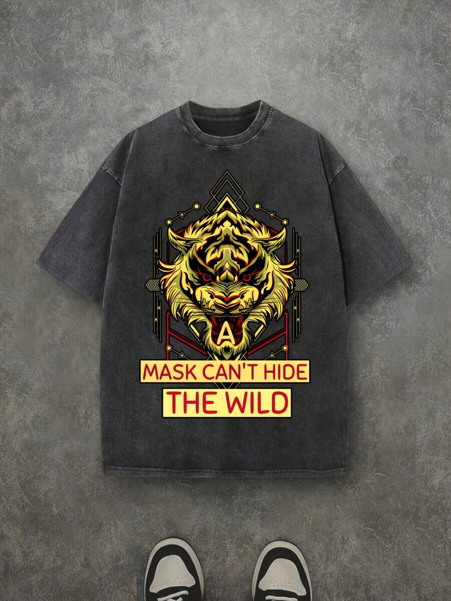 Camiseta casual vintage cómoda y lavada para mujer, camiseta de manga corta con cuello redondo,% algodón lavado y versátil para hombre, adecuada para uso diario y atuendos de, estilo unisex. - Negro - Ver 1