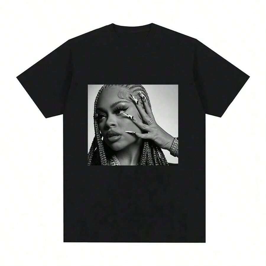 Camiseta Gráfica con Estampado de Personajes para Mujer, Camisetas Cortas - Negro - Ver 1