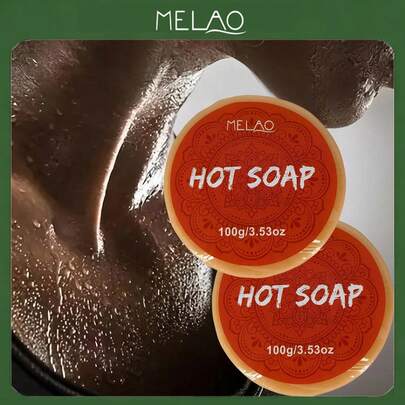  2 Packs MELAO Hot Soap 100g, Warming Body Cleanser, Creates A Gentle Heating Sensation To Promote Sweating, Deep Cleanses Skin & Leaves It Refreshed, Smooth And Energized