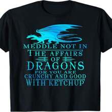 Exclusive Independence Day And Father's Day T-Shirt With A Dragon Design: Featuring The Slogan "Don't Mess With Dragons" And A Dragon Design. Unisex Casual Fit, Comfortable Stretch Fabric For All Seasons. A Fun And Fantastic Gift For Men And Women. Ideal For Casual Wear And Themed Events. - 黑色 - 查看 1