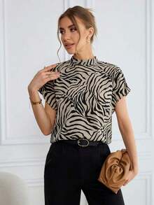 Camisa de mujer con estampado de leopardo, de verano, de manga ancha, para uso diario - Multicolor 2 - Ver 3