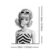 1 Tranh in trên vải canvas phong cách retro pop art búp bê thời trang kẹo cao su đen trắng, có khung/không khung, kiểu Y2K, thích hợp trang trí phòng ngủ nữ tính, phòng khách, phòng ngủ, nhà hiện đại. - A - Xem 13